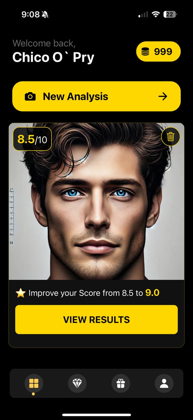 MAXXED Facial Analysis Main Screen